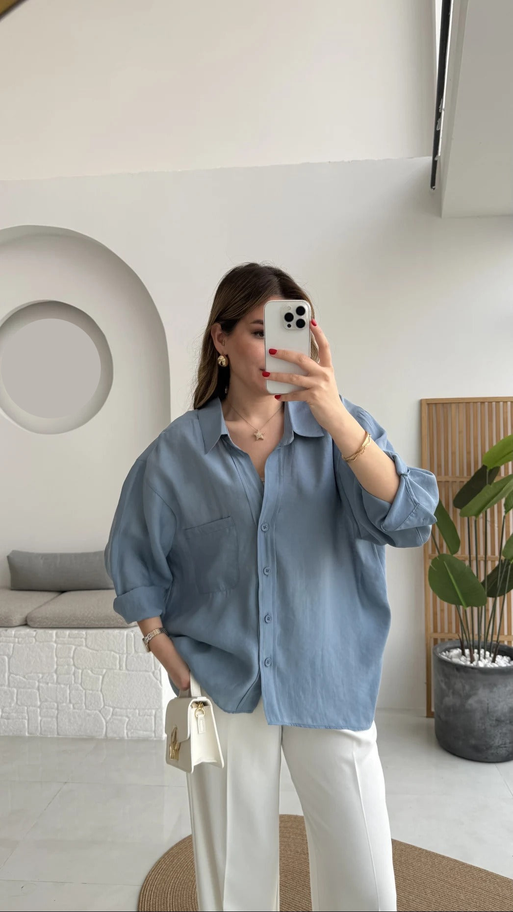 Premium Oversize Indigo Blue Shirt