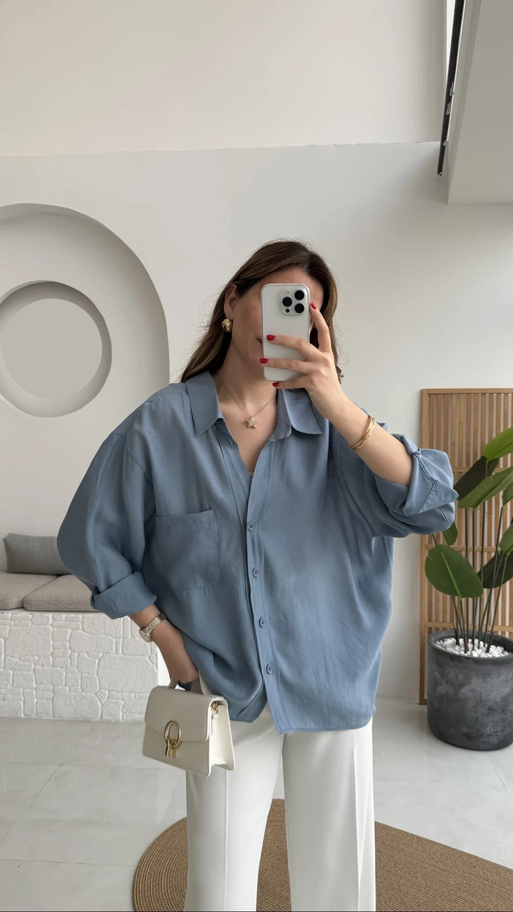 Premium Oversize Indigo Blue Shirt