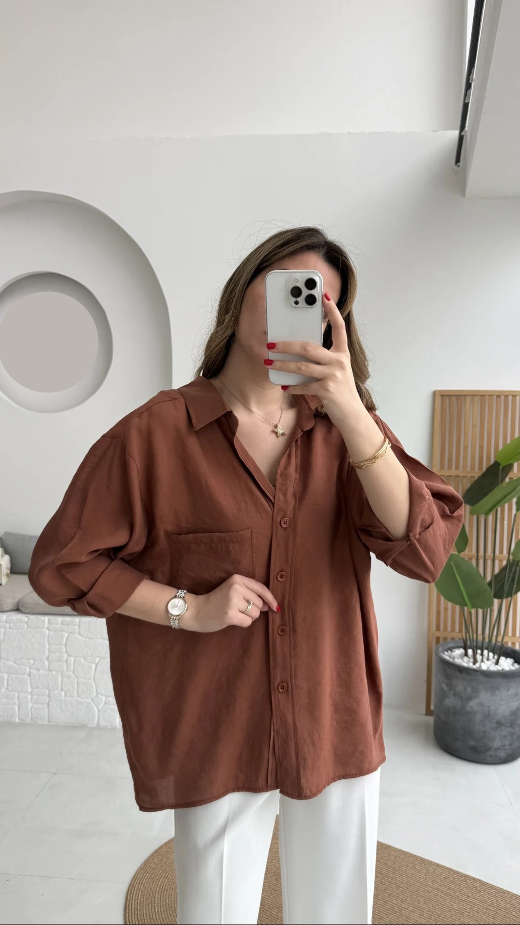 Premium Oversize Reddish Brown Shirt