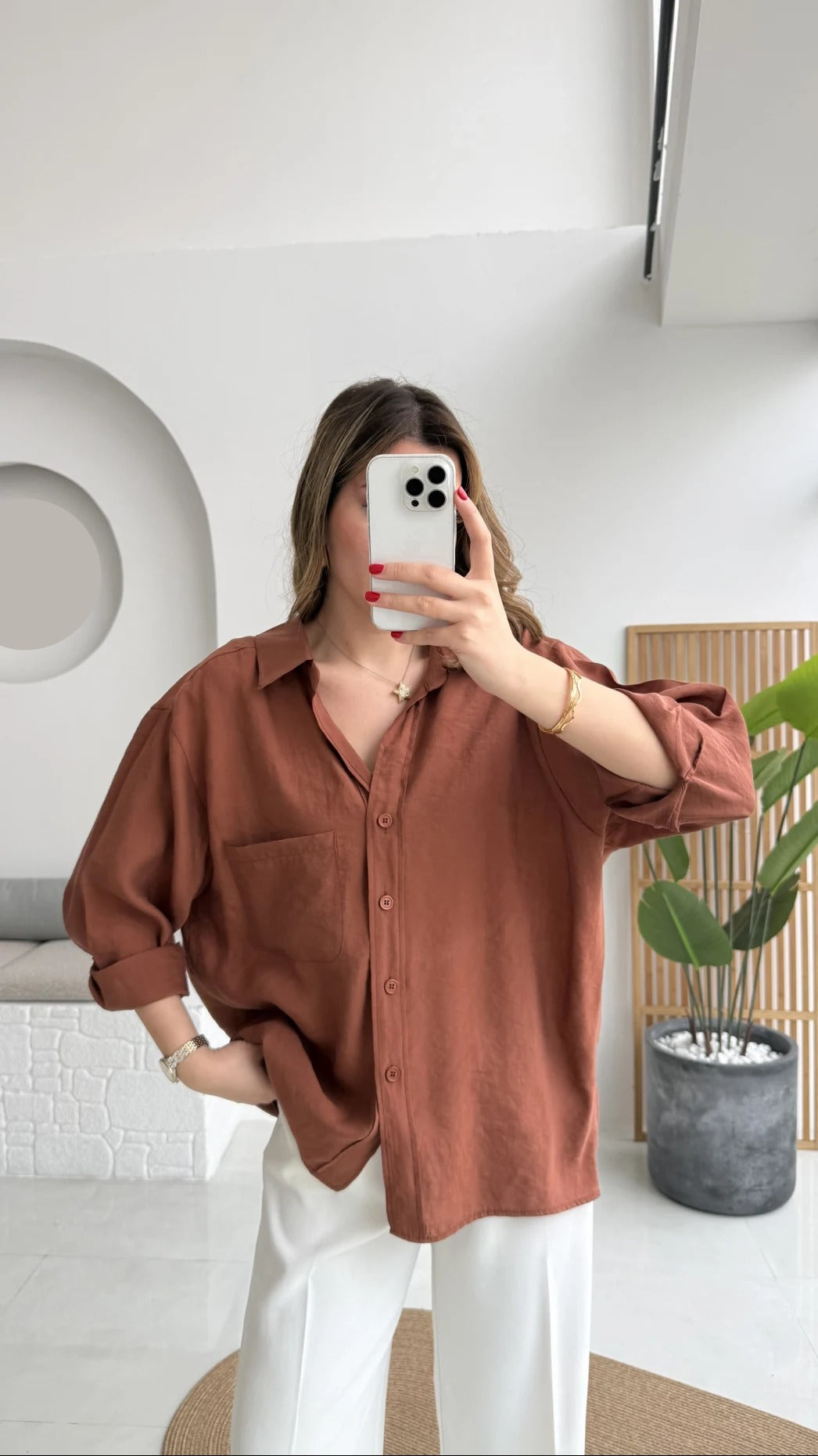 Premium Oversize Reddish Brown Shirt