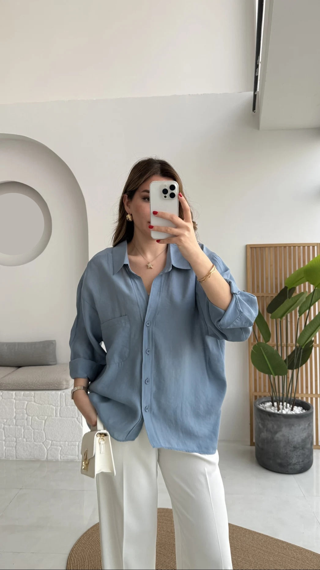 Premium Oversize Indigo Blue Shirt