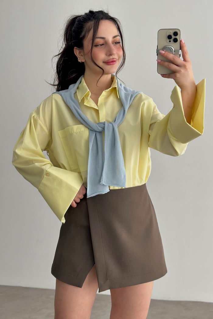 Pastel Yellow Bold Cuff Shirt