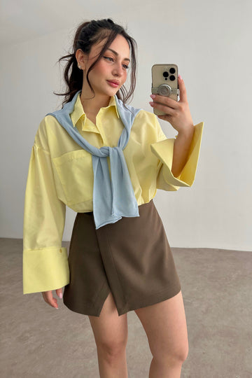 Pastel Yellow Bold Cuff Shirt