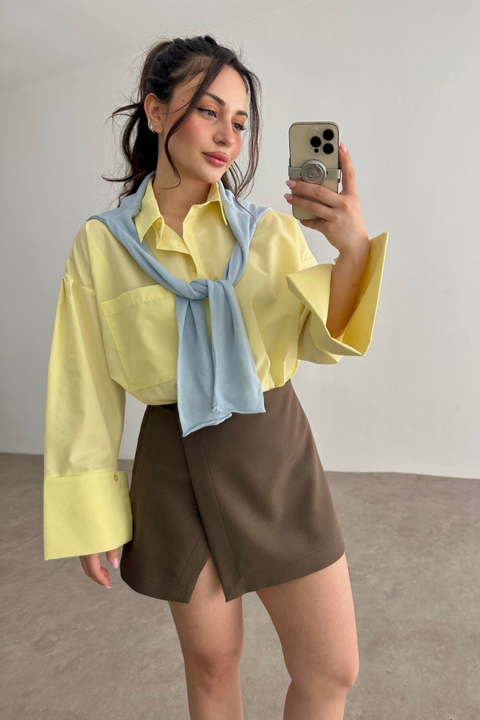 Pastel Yellow Bold Cuff Shirt