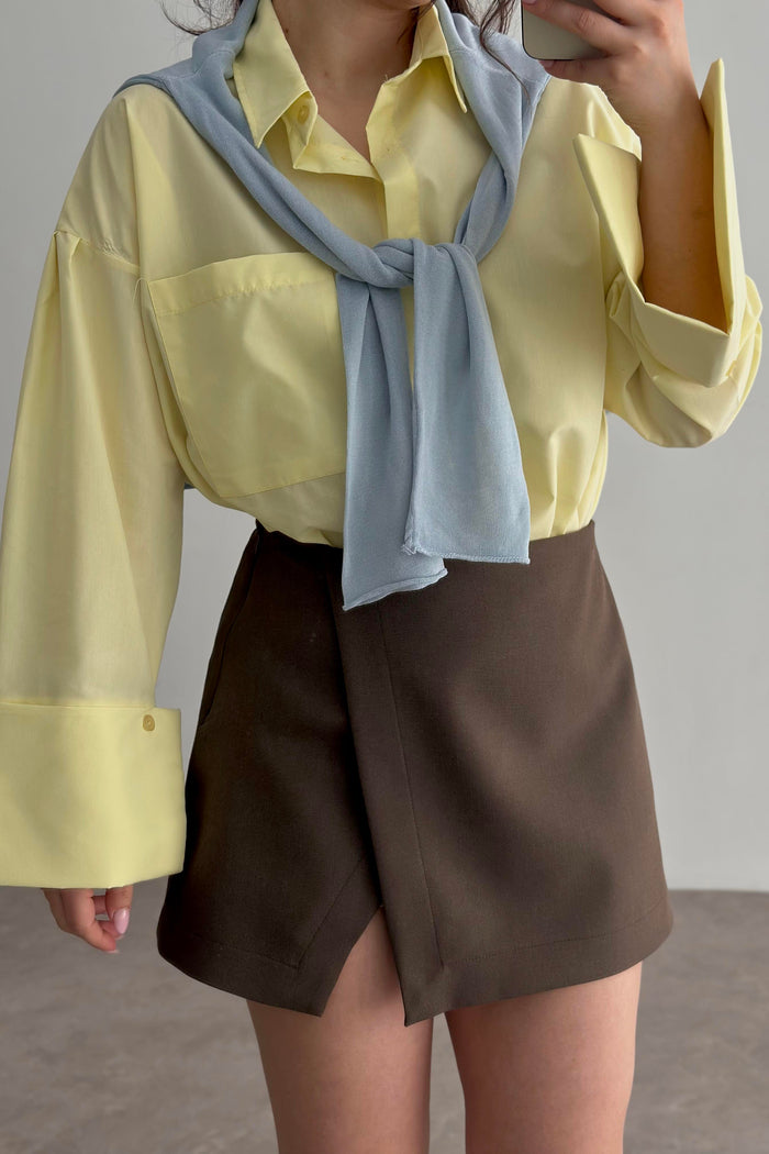 Pastel Yellow Bold Cuff Shirt