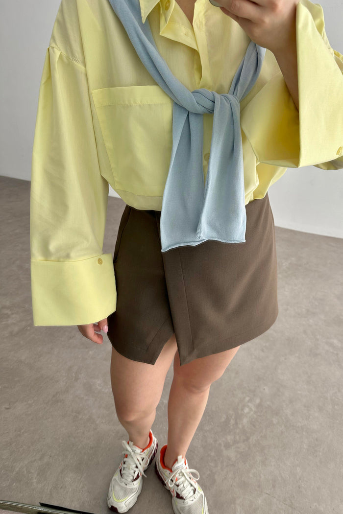 Pastel Yellow Bold Cuff Shirt