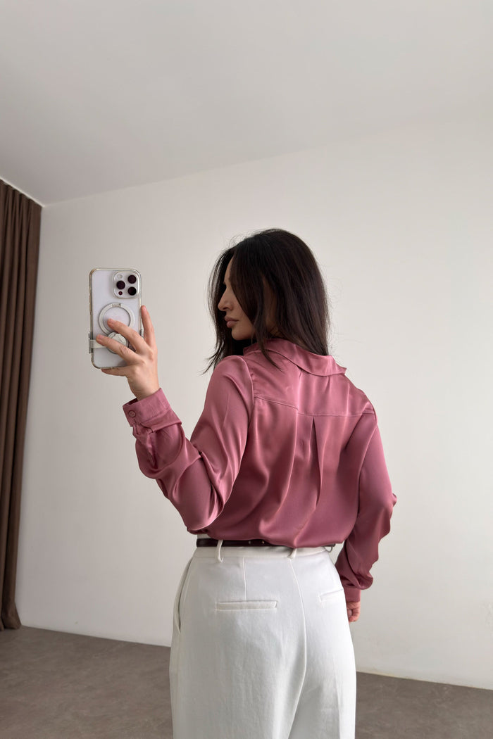 Premium Marseille Rose Pink Satin Shirt