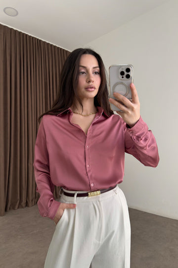 Premium Marseille Rose Pink Satin Shirt