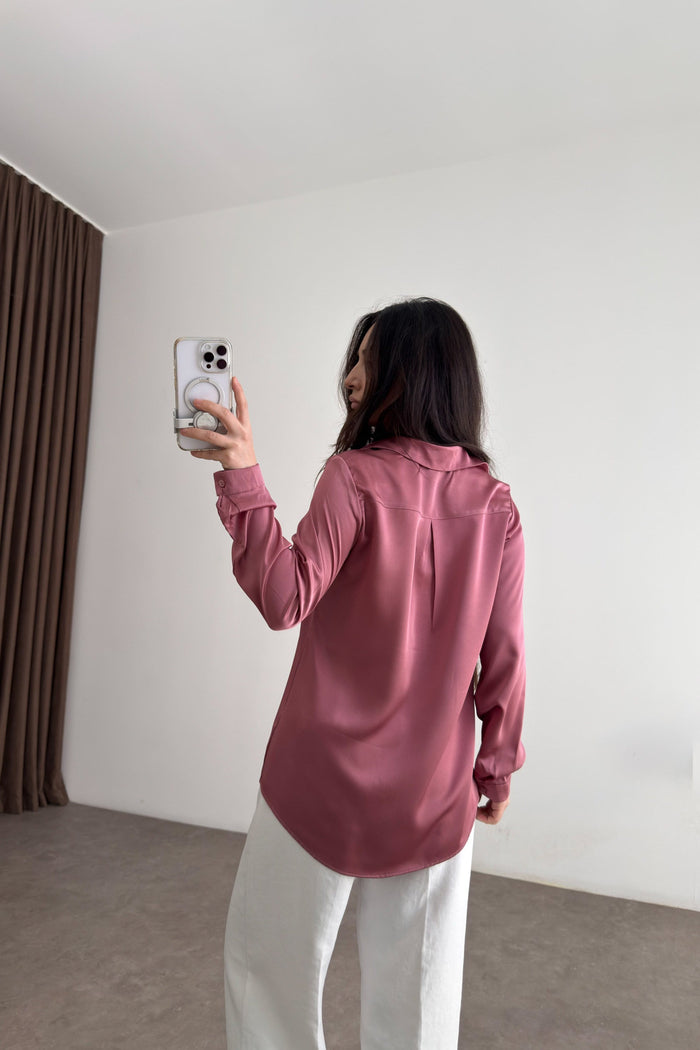Premium Marseille Rose Pink Satin Shirt