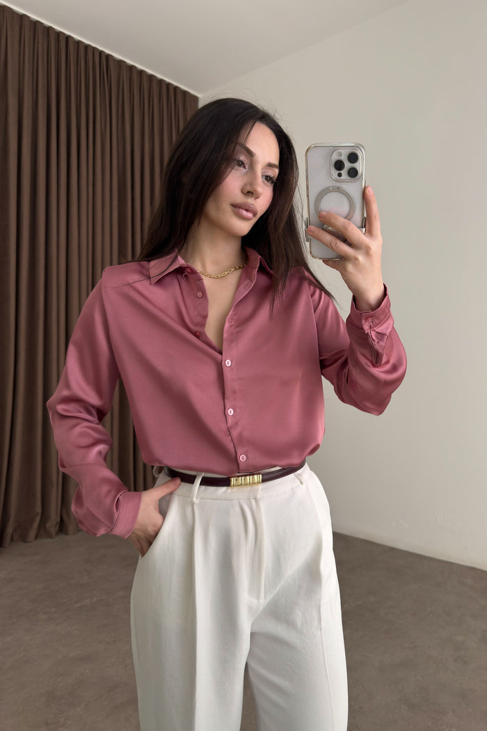 Premium Marseille Rose Pink Satin Shirt