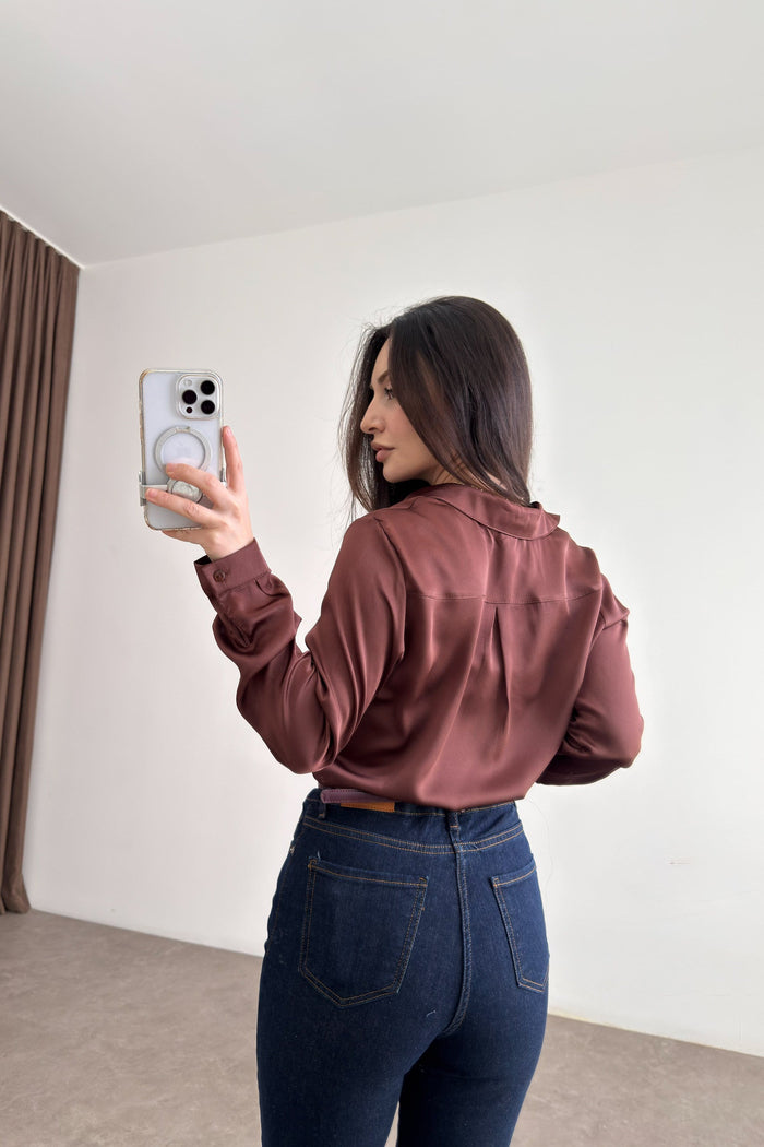 Premium Marseille Brown Satin Shirt