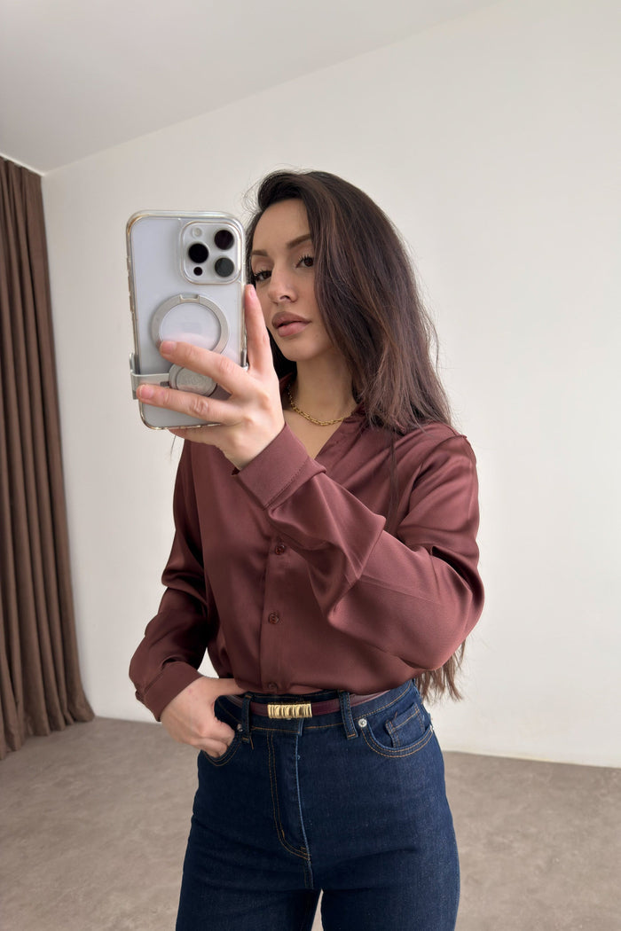 Premium Marseille Brown Satin Shirt