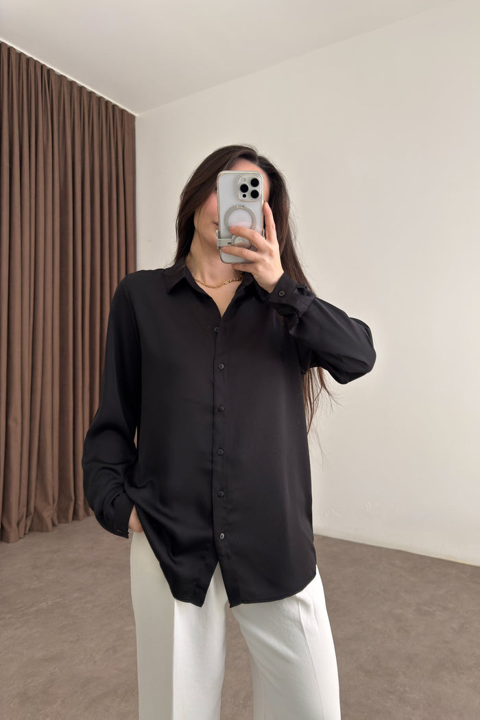 Premium Marseille Black Satin Shirt