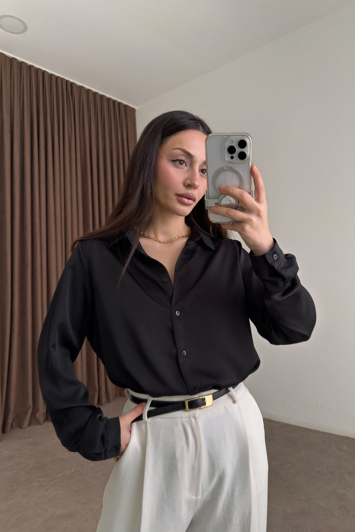 Premium Marseille Black Satin Shirt