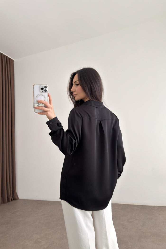 Premium Marseille Black Satin Shirt