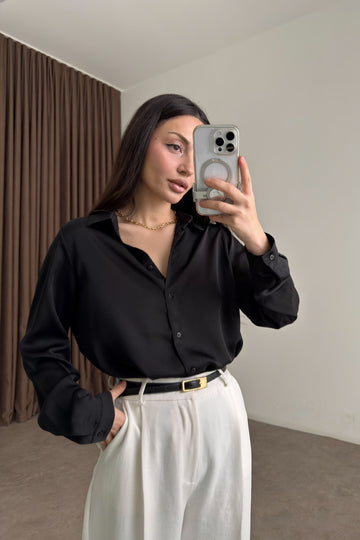Premium Marseille Black Satin Shirt