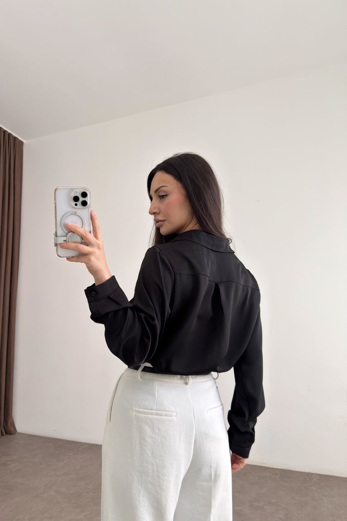 Premium Marseille Black Satin Shirt