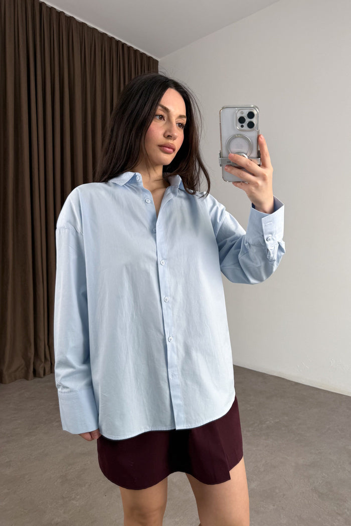 Minimalist Premium Poplin Blue Shirt