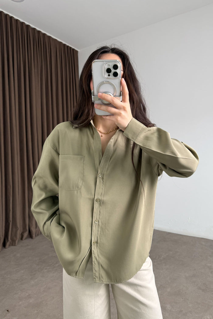 Premium Modal Cotton V-Neck Khaki Shirt