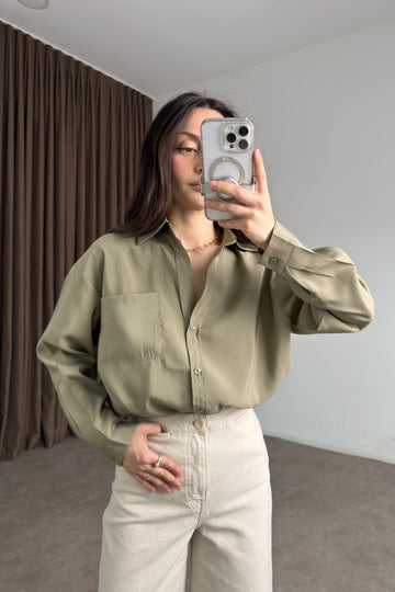 Premium Modal Cotton V-Neck Khaki Shirt