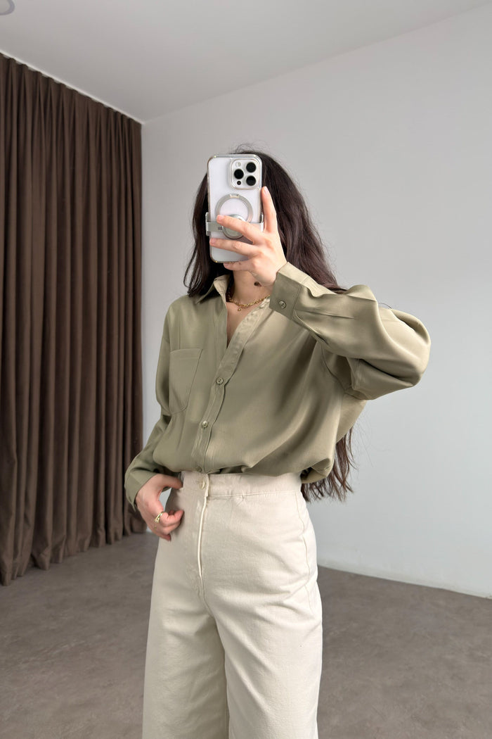 Premium Modal Cotton V-Neck Khaki Shirt