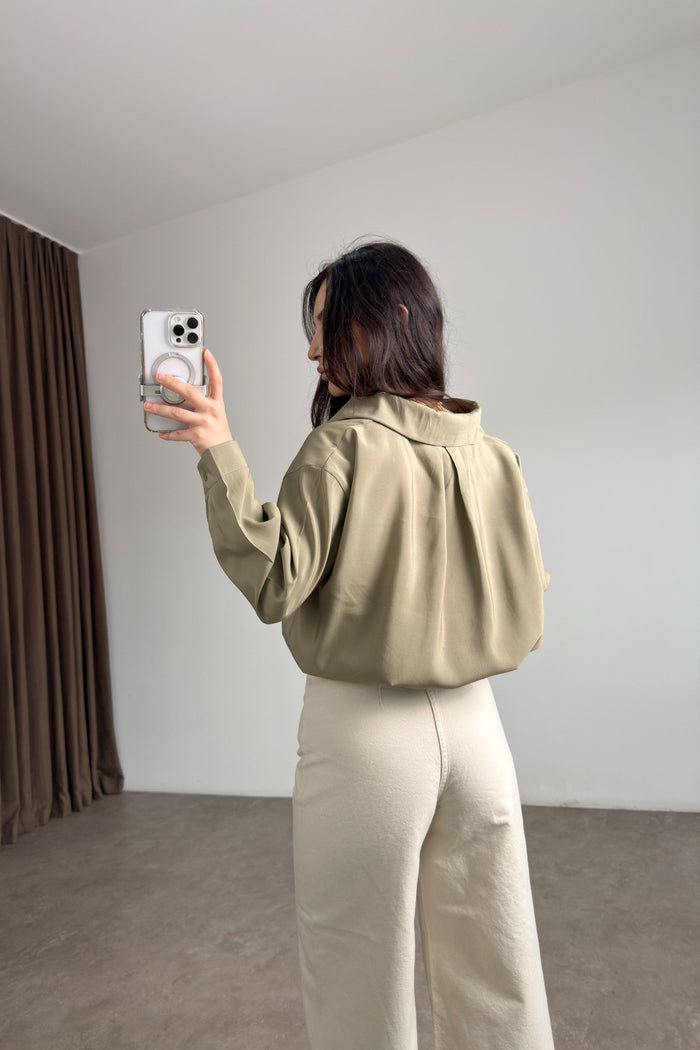 Premium Modal Cotton V-Neck Khaki Shirt