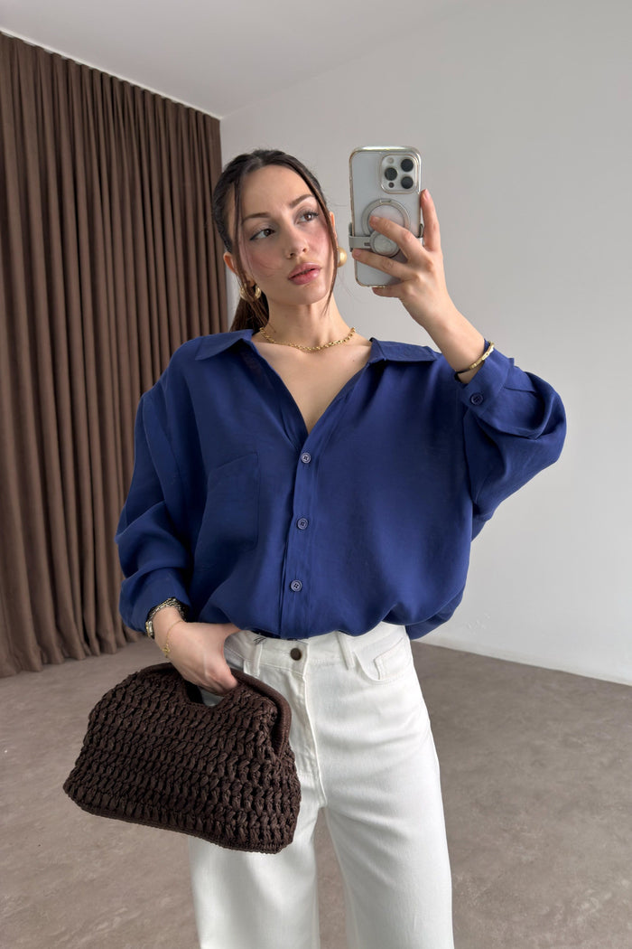 Premium Oversize Violet Blue Shirt