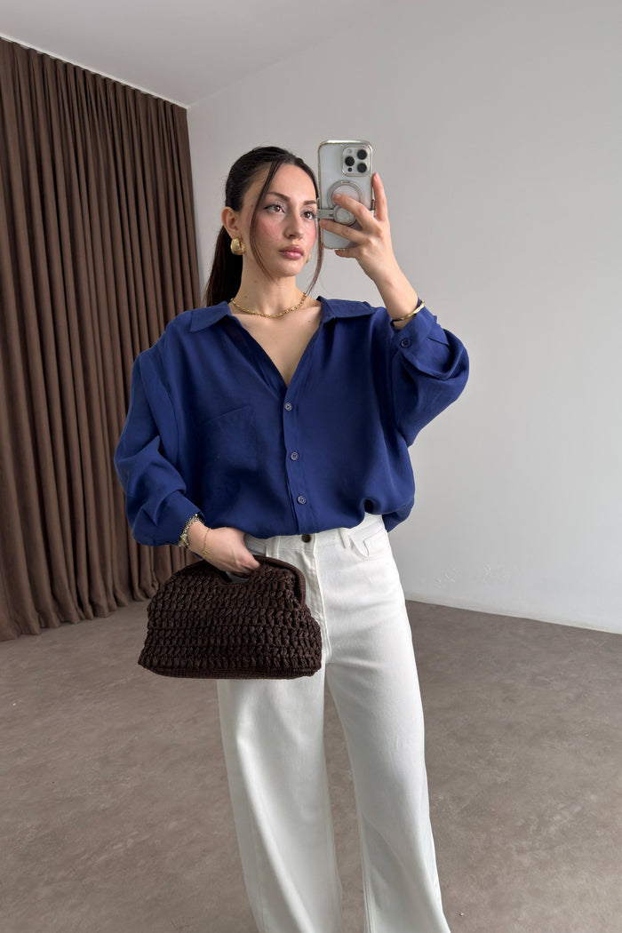 Premium Oversize Violet Blue Shirt