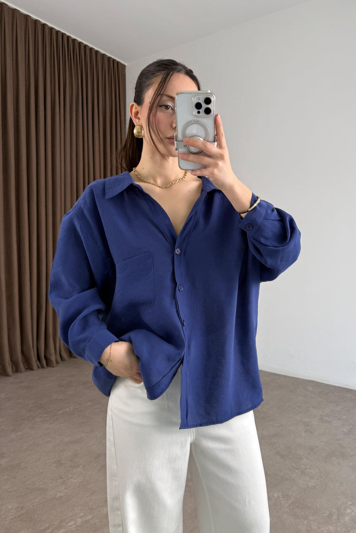 Premium Oversize Violet Blue Shirt